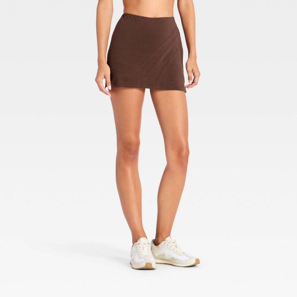 Women's Active Washed Jersey Mini Skort - JoyLab Chocolate M
